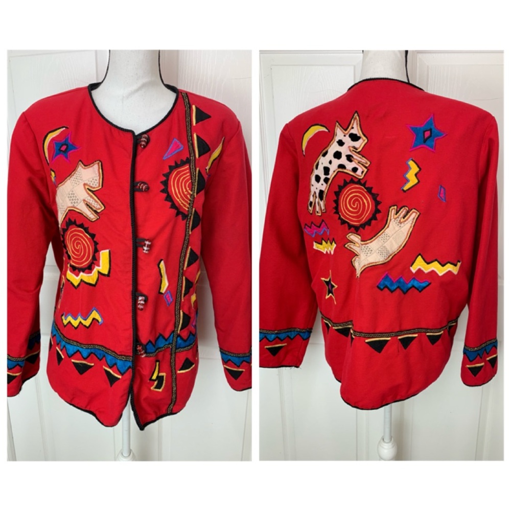 INDIGO MOON Women’s Red Jacket Cardigan Coat Large